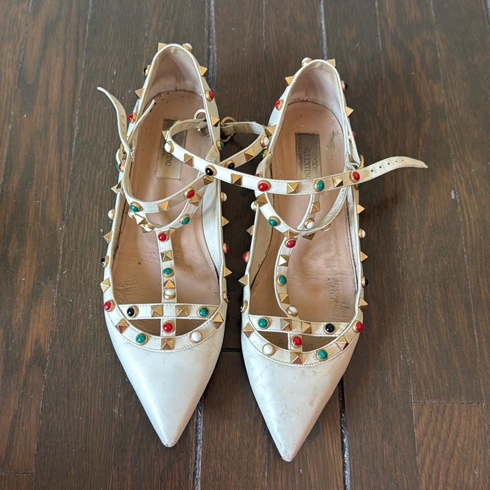 Valentino pointy toe rock stud flats